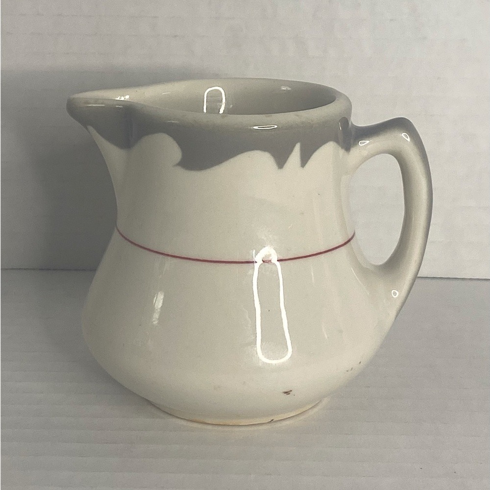 Sterling China Creamer Cream Pitcher Restaurant Gray Red Liverpool Ohio USA